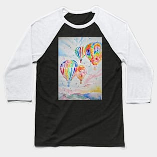 Hot Air Balloons Watercolor Painting Baseball T-Shirt